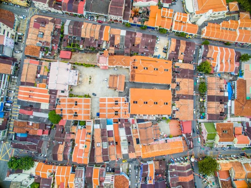 Roof Peranakan Rooftile Khoo Kongsi Drone View Georgetown Heritage Penang
